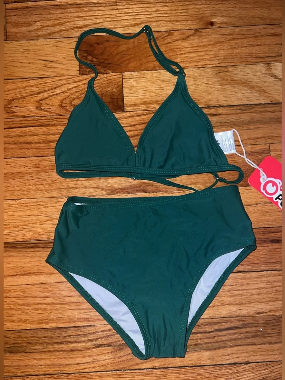 PatPat Girls Bikinis Dark Green Halter Neck Swimsuit size 8-9 years